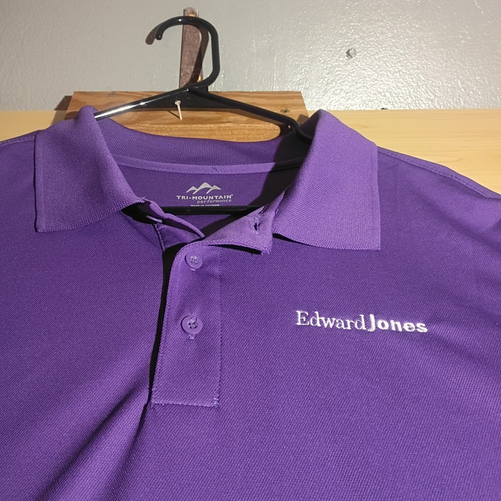 Tri-Mountain Polo Shirt Men XXL Purple Edward Jones Performance Short Sleeve